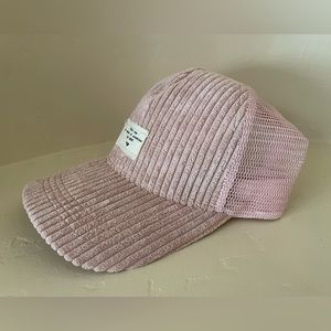NWOT Roxy Womens Trucker Hat Cap Dusty Pink, corduroy, Ladies One Size